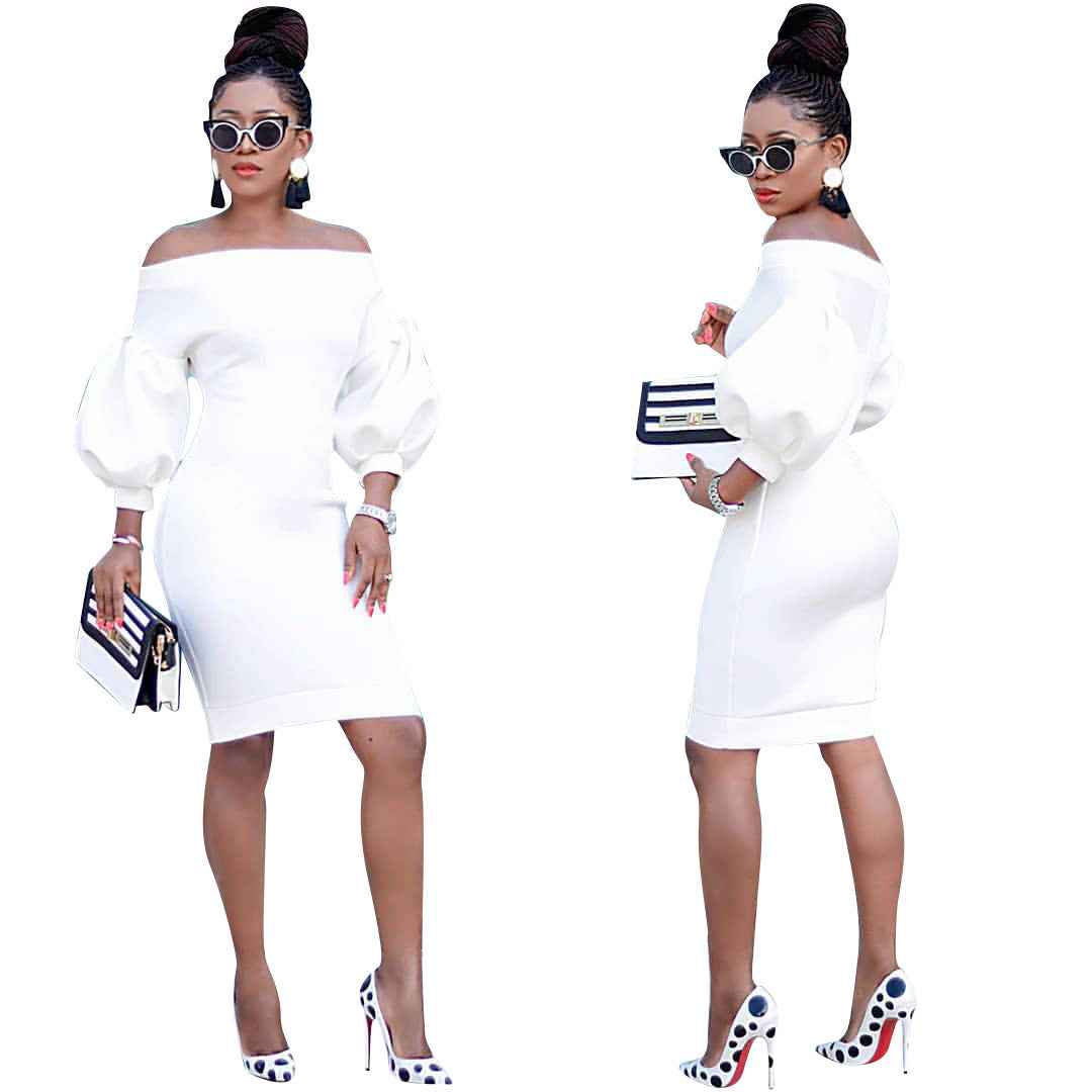 Sexy Dress Women's Off The Shoulder Bodycon Dress Lantern