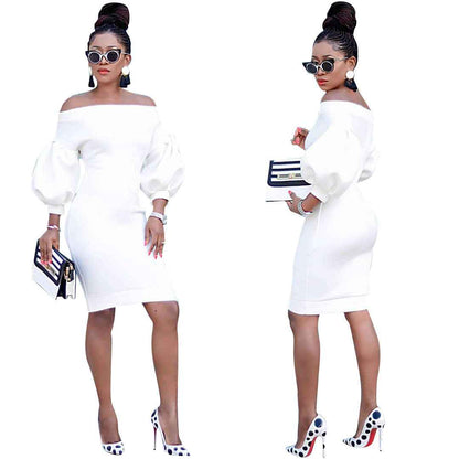 Sexy Dress Women's Off The Shoulder Bodycon Dress Lantern