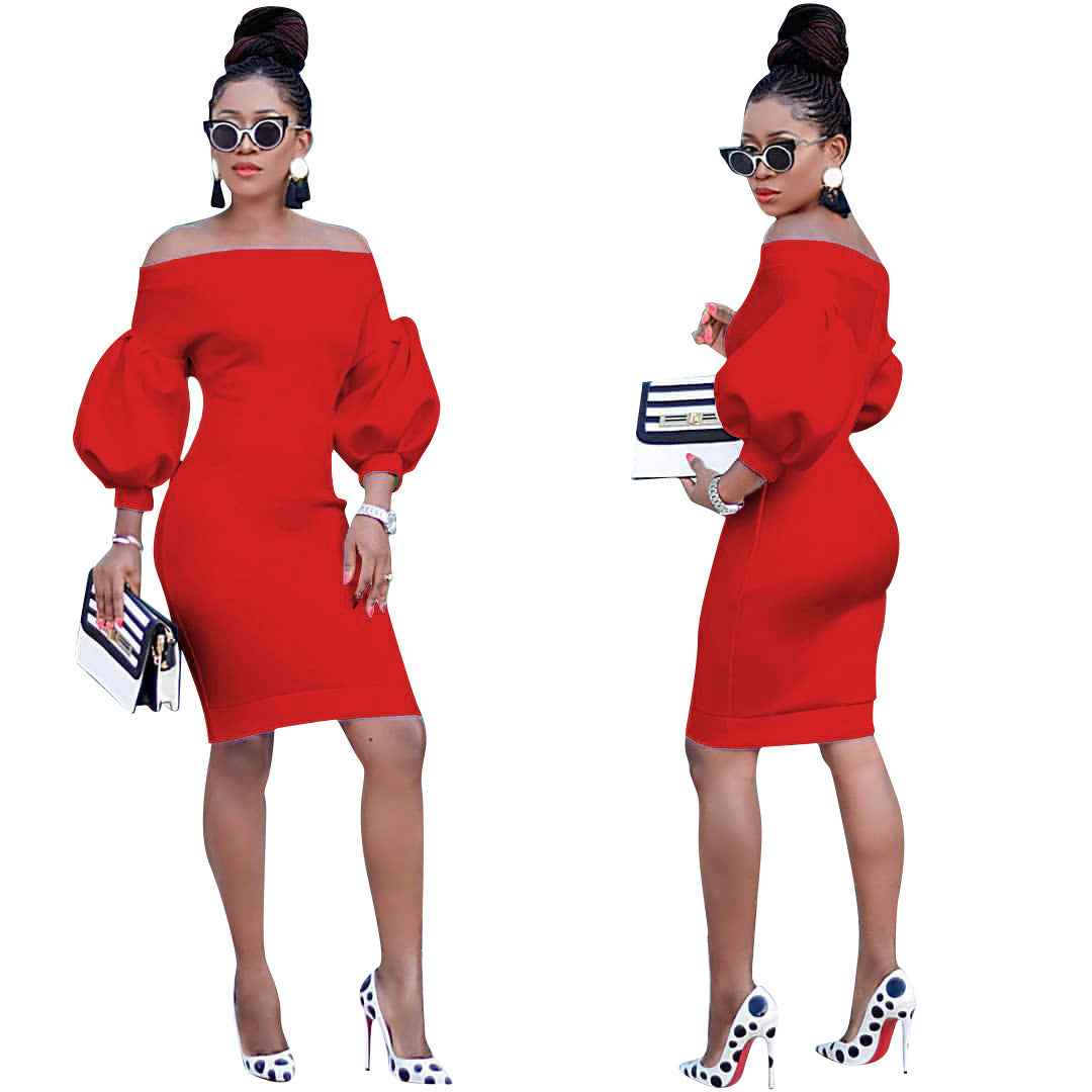 Sexy Dress Women's Off The Shoulder Bodycon Dress Lantern