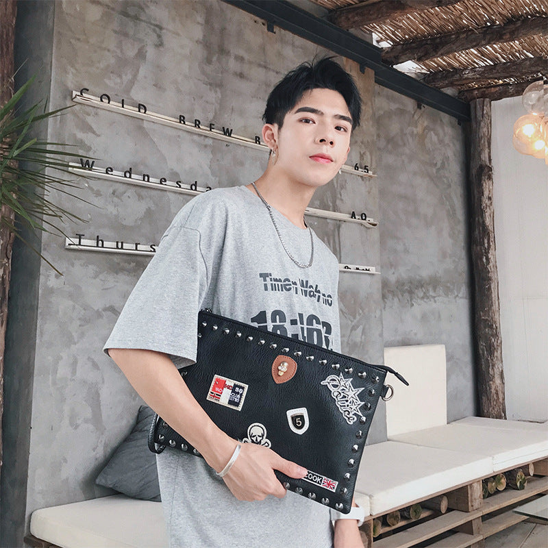 Bolso de mano negro con remaches, bolso bandolera, bolso de noche 