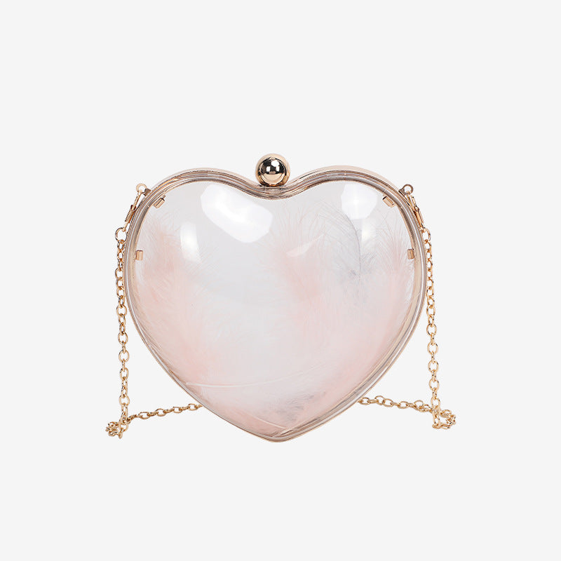 Transparent small bag heart shaped, women's summer acrylic chain shoulder bag, mini transparent crossbody bag
