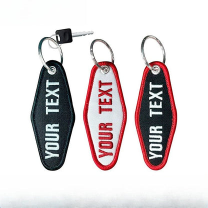 Double-sided Letter Woven Mark Embroidery Keychain Finished Decorative Materials, Luggage DIY Embroidery Key Pendant Customization -dropshippingabc.com
