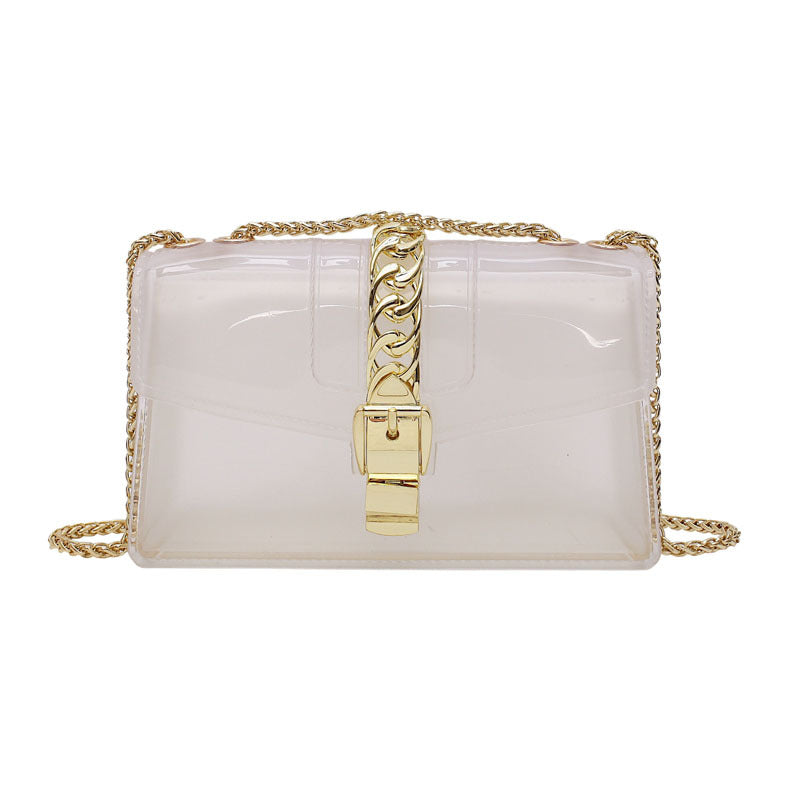 Mini summer transparent jelly bag, candy color silicone color bag, versatile chain small crossbody bag