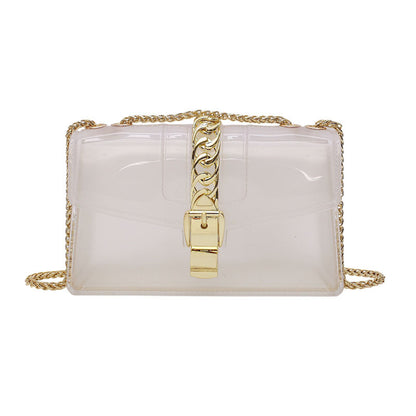 Mini summer transparent jelly bag, candy color silicone color bag, versatile chain small crossbody bag