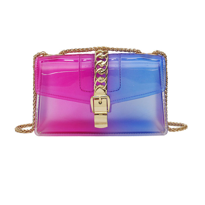 Mini summer transparent jelly bag, candy color silicone color bag, versatile chain small crossbody bag
