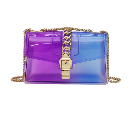 Mini summer transparent jelly bag, candy color silicone color bag, versatile chain small crossbody bag