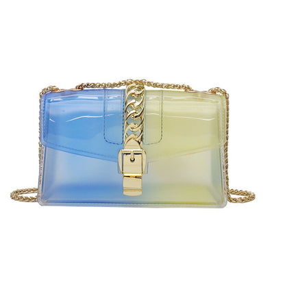 Mini summer transparent jelly bag, candy color silicone color bag, versatile chain small crossbody bag