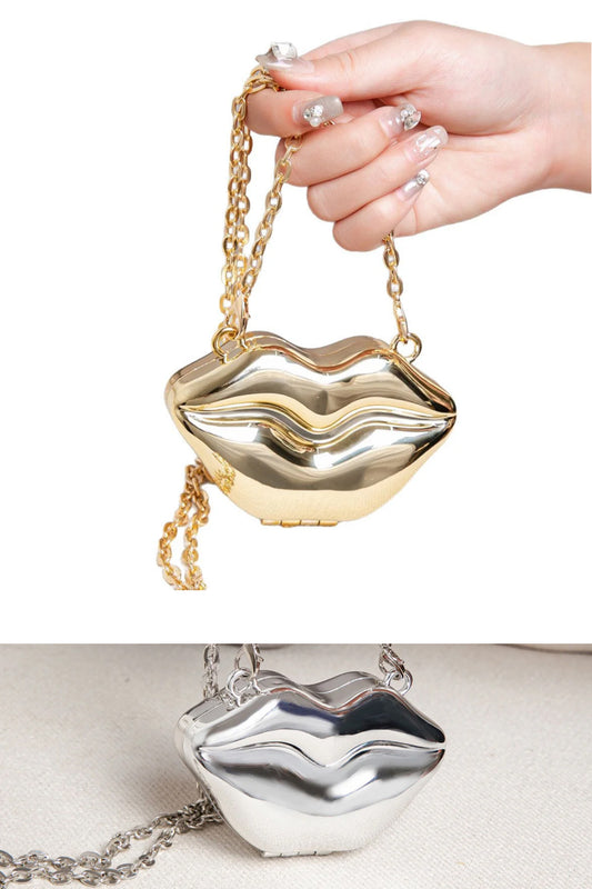 Bolso de mano pequeño con forma de labios para la noche – Elegante bolso brillante para fiestas, perfecto para salidas informales, bailes de graduación y fiestas – Un accesorio de moda único que atrae todas las miradas 