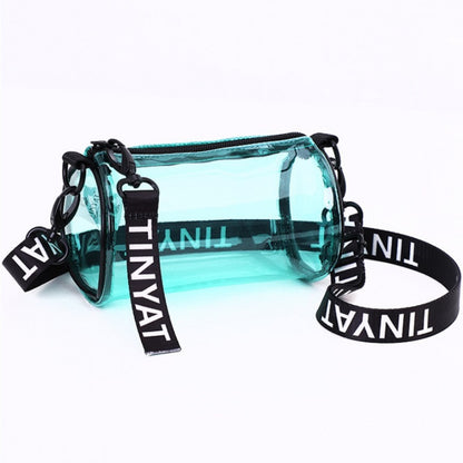 PVC waterproof drum crossbody bag, Transparent small crossbody bag,