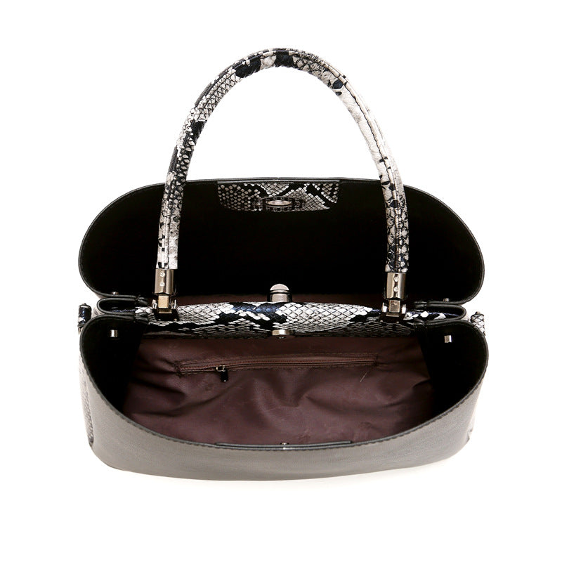 Maletín de oficina para mujer con estampado de piel de serpiente salvaje, estilo sencillo, bolso de mano para mujer, cartera TT21080319 