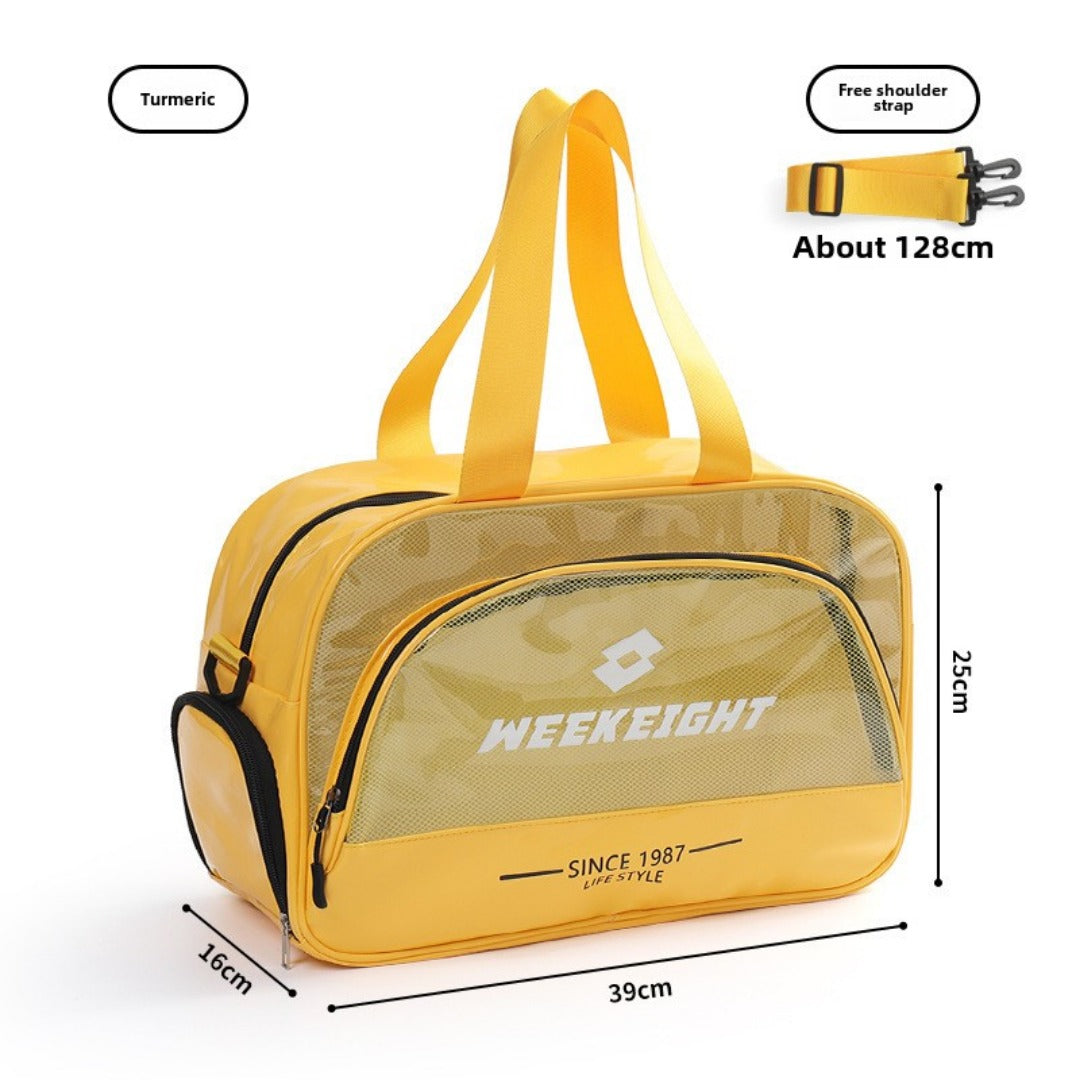 Bolsa de baño transparente de PVC, bolsa de playa deportiva con separación para ropa húmeda y seca, bolsa de fitness de gran capacidad, bolso de viaje transparente para mujer 