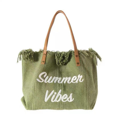 Bohemian canvas woven tote bag simple ethnic purse