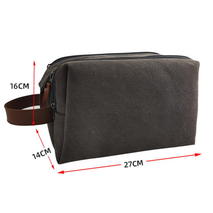 Large Capacity Men's Canvas Wash Bag – Durable Razor Storage & Cosmetic Bag with Ample Space for Travel Essentials