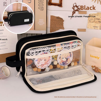 Simple Pencil Case Large Capacity – Dirt-Resistant Transparent Stationery Box for Primary School Students, Ideal Pencil Case