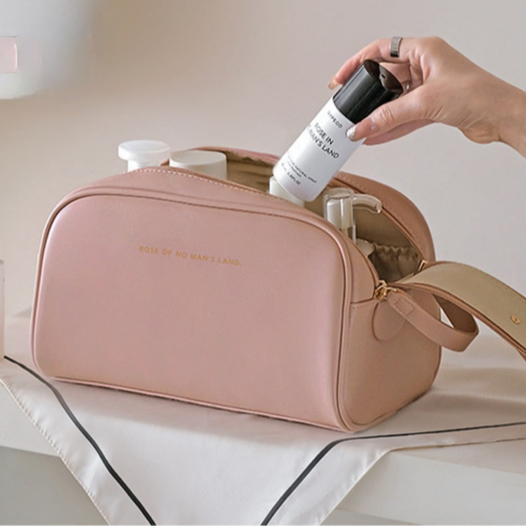 Neceser impermeable de poliuretano, neceser de viaje portátil de gran capacidad, neceser de maquillaje de viaje, organizadores de neceseres de maquillaje, neceseres de maquillaje pequeños 