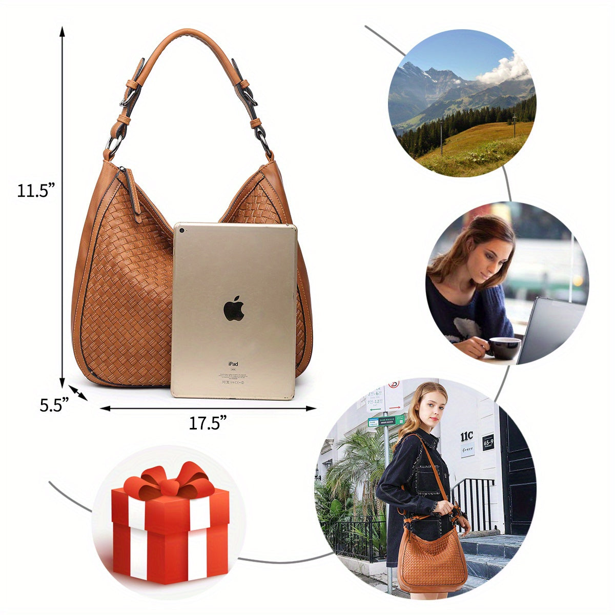 Bolso de hombro Hobo tejido en tamaño grande