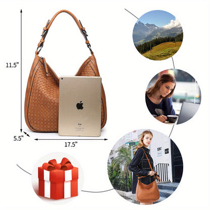 Bolso de hombro Hobo tejido en tamaño grande