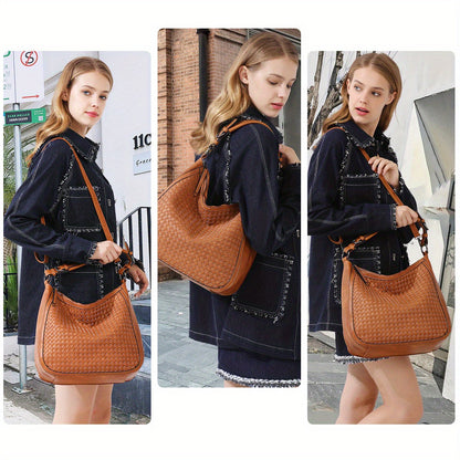 Bolso de hombro Hobo tejido en tamaño grande