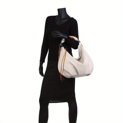 Women hobo Bag Contrast Woven Handle