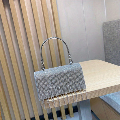 Bolso tote de mujer con diamantes de imitación brillantes, bolso de mano, bolso de fiesta, bolso de noche, bolso bandolera.
