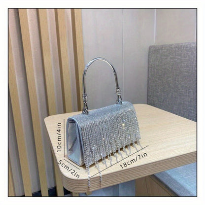 Bolso tote de mujer con diamantes de imitación brillantes, bolso de mano, bolso de fiesta, bolso de noche, bolso bandolera.
