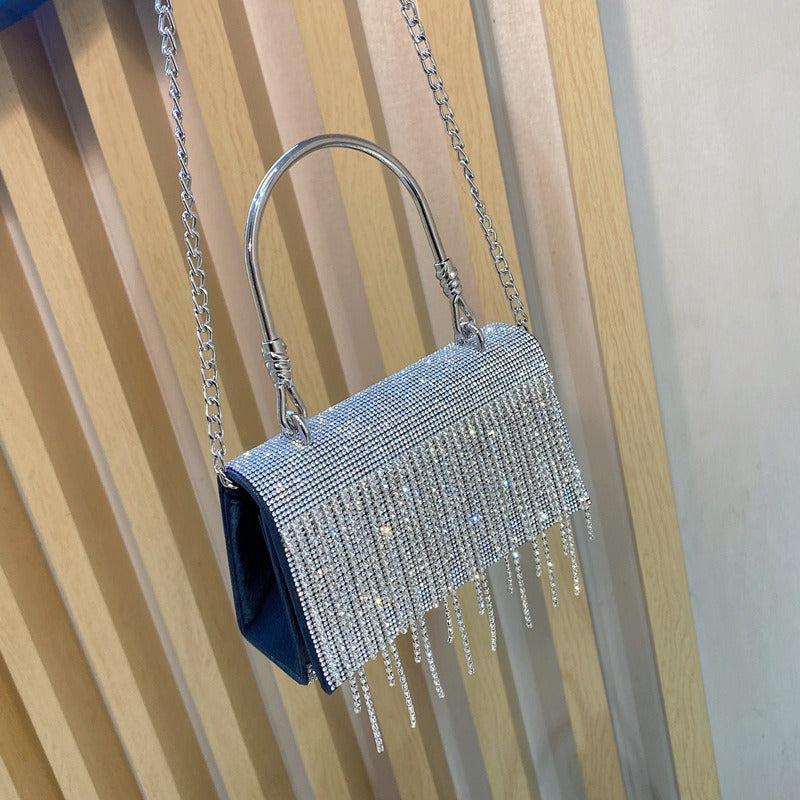 Bolso tote de mujer con diamantes de imitación brillantes, bolso de mano, bolso de fiesta, bolso de noche, bolso bandolera.