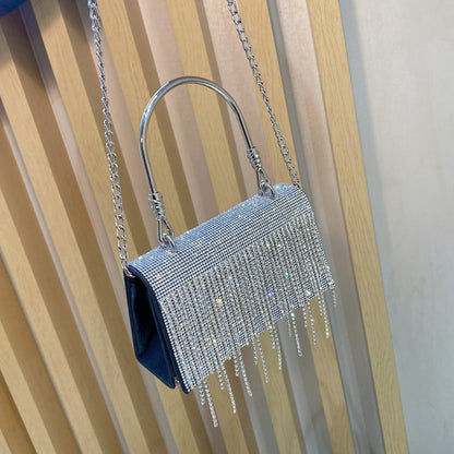 Bolso tote de mujer con diamantes de imitación brillantes, bolso de mano, bolso de fiesta, bolso de noche, bolso bandolera.