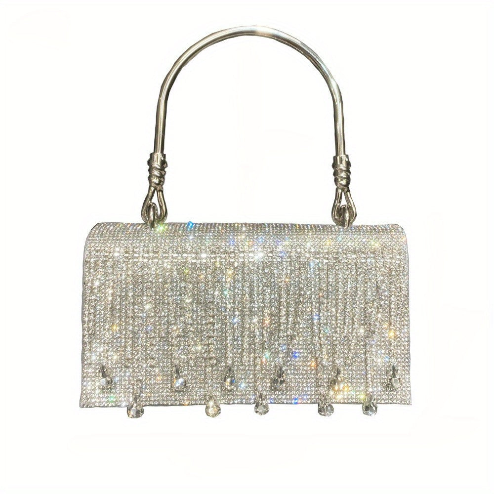 Bolso de cadena con diseño de diamantes de imitación, elegante bolso de fiesta con estrella y diamantes, bolso de mano tipo clutch para mujer, lujoso bolso hueco femenino