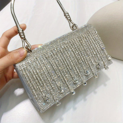 Bolso de cadena con diseño de diamantes de imitación, elegante bolso de fiesta con estrella y diamantes, bolso de mano tipo clutch para mujer, lujoso bolso hueco femenino