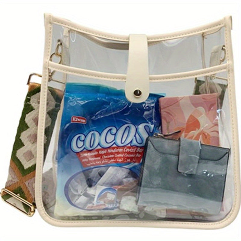 Bolso bandolera pequeño, transparente, de PVC, apto para estadios y eventos deportivos (conciertos).