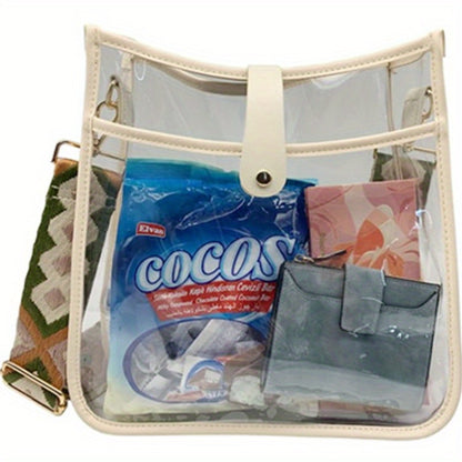 Bolso bandolera pequeño, transparente, de PVC, apto para estadios y eventos deportivos (conciertos).