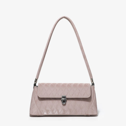 Bolso pequeño de hombro, bolso baguette rosa para llevar al hombro, bolso tote versátil con diseño de diamantes, bolso de hombro sencillo 