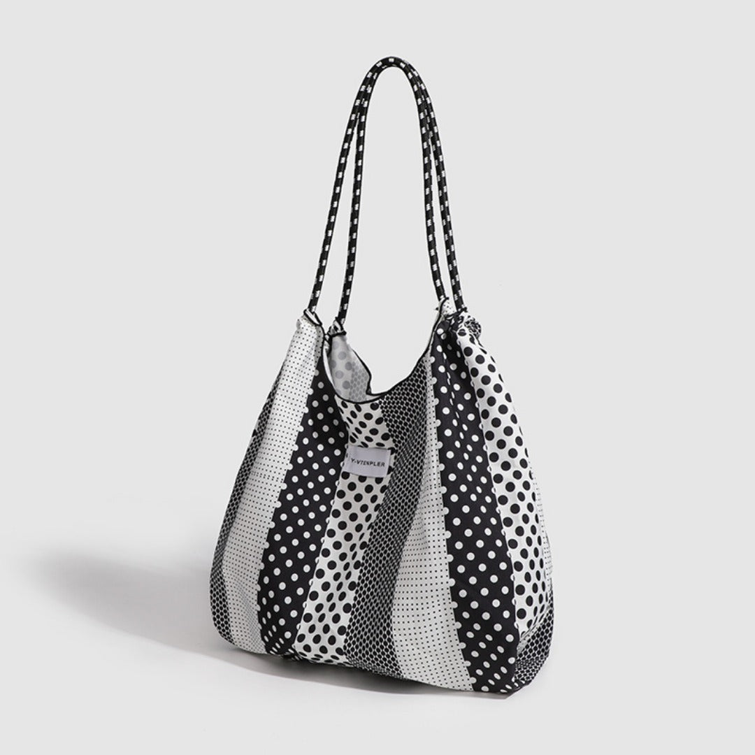 Bolso tote de lunares: bolso de hombro versátil y portátil, bolso hobo ecológico de gran capacidad para mujer 