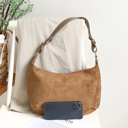 Chic Suede Underarm Women's Bag – Popular Versatile Shoulder Tote, Retro Texture Soft PU Crossbody & Small Square Hobo Bag