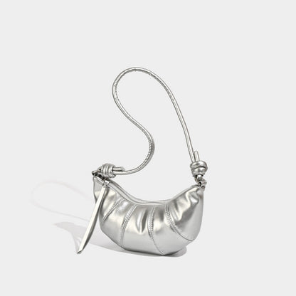 Small crossbody croissant bag, spring and summer girls casual simple solid color crossbody bag, daily commuting small shoulder bag