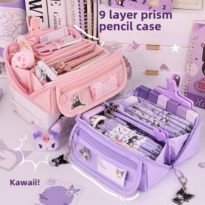 Girls Heart Prism Pencil Case, Large Capacity Elementary School Stationery Box, Girls Stationery Bag, Multifunctional Pencil Case