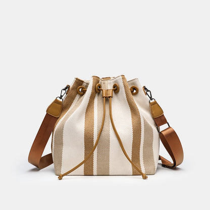 Bolso bandolera elegante de lona para mujer – Bolso tipo cubo de hombro a la moda, bolso tote pequeño vintage estilo universitario portátil 
