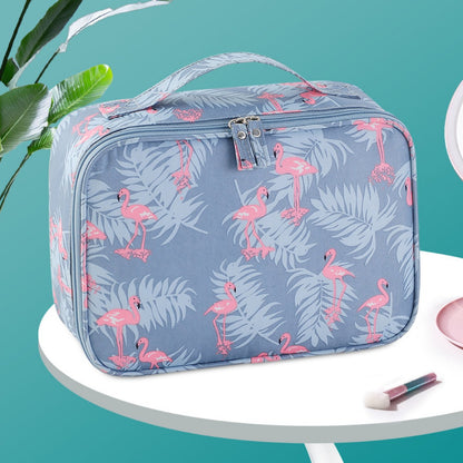 Travel portable large capacity cosmetic bag, printed nylon cosmetic storage bag, cosmetic case, toilet bag, makeup bag organizer, makeup bag with compartments,