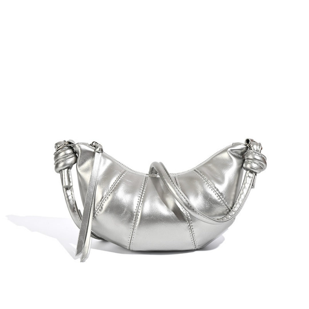 Small crossbody croissant bag, spring and summer girls casual simple solid color crossbody bag, daily commuting small shoulder bag