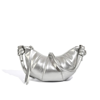 Small crossbody croissant bag, spring and summer girls casual simple solid color crossbody bag, daily commuting small shoulder bag