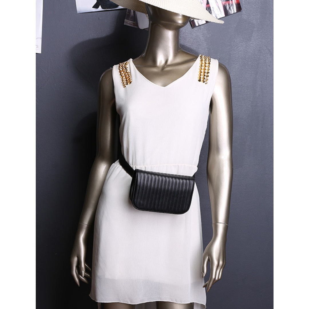 Riñonera pequeña para mujer Rivet: bolso de cintura informal y moderno para viajes, deportes, vacaciones, correr y playa; compacta, elegante y funcional. 