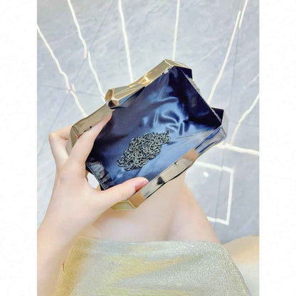 Geometric Lattice Acrylic Evening Bag - Metal Handbag with Chain Evening Clutch Purse