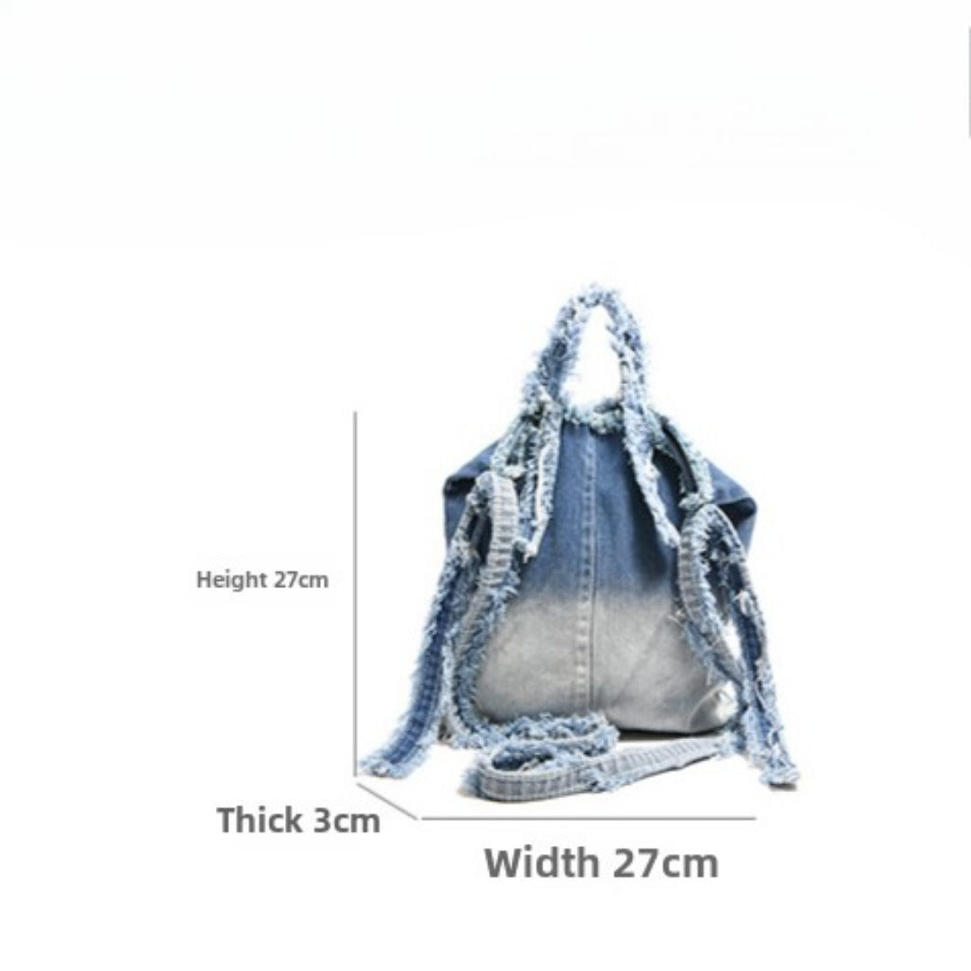Bolso vaquero lavado, bolso tote de diseño, bolso de hombro informal para mujer, bolso hobo de lona 