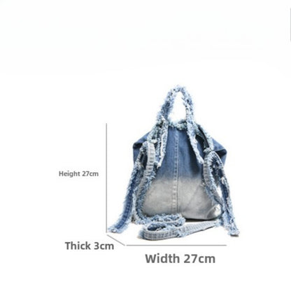 Bolso vaquero lavado, bolso tote de diseño, bolso de hombro informal para mujer, bolso hobo de lona 