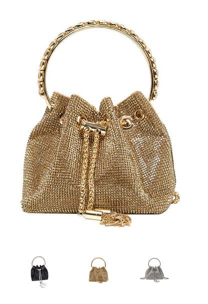 Bolso bandolera mini tipo cubo de diseño elegante con diamantes