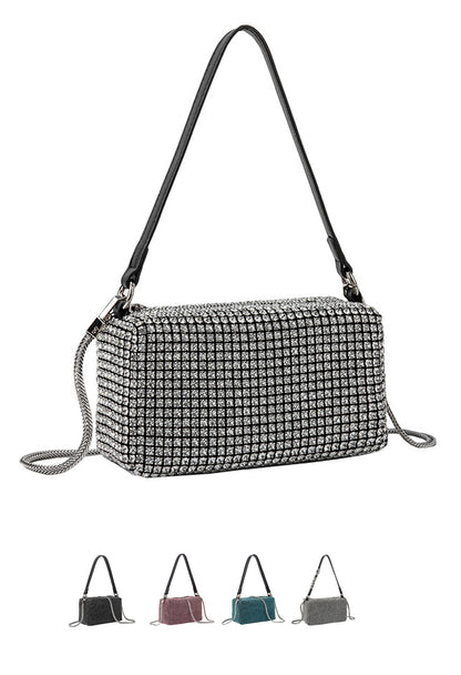 Bolso bandolera de noche con cadena y pedrería