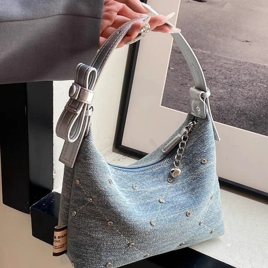Bolso hobo vaquero chic – Bolso pequeño para llevar debajo del brazo, bolso de hombro francés versátil y de alta calidad 