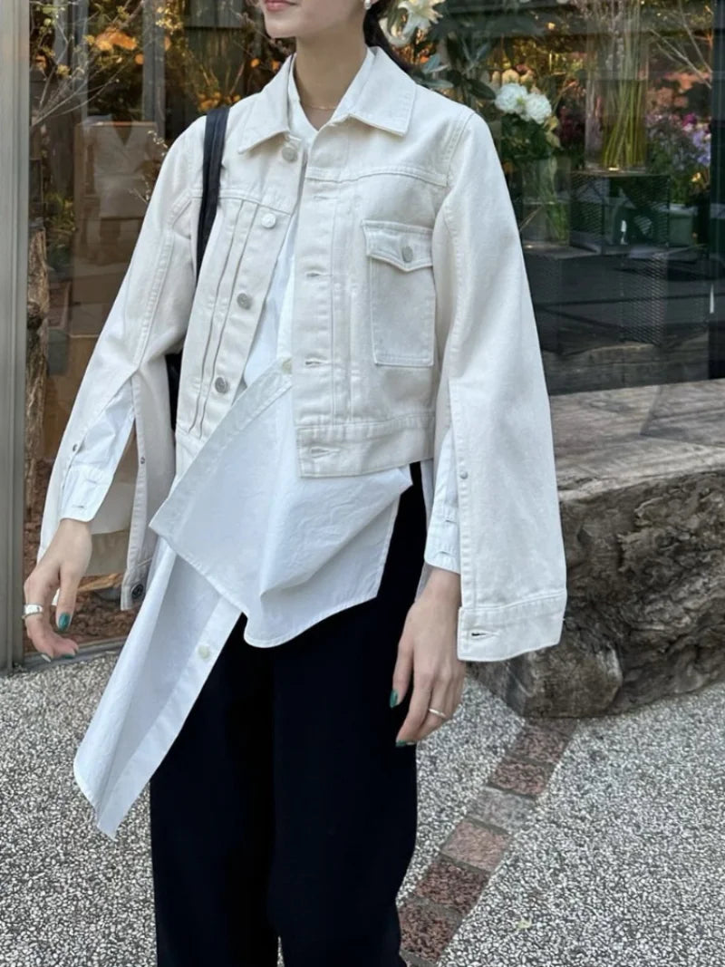 Spring New Vintage Casual Jeans Jacket Women Turn-down Collar Loose Sleeve Fashion Denim Coat Japanese All-match Outwears