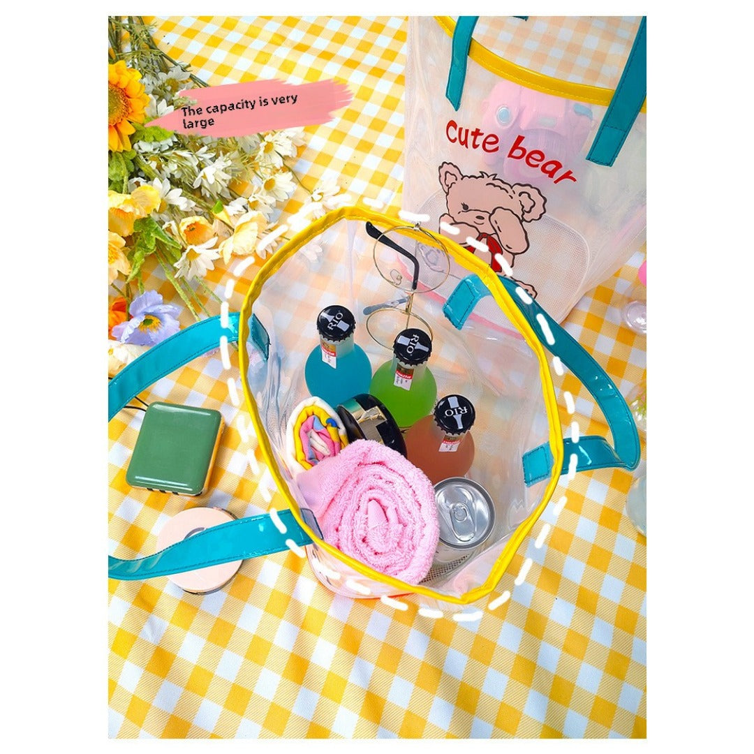 Bolsa de PVC translúcido esmerilado, bolsa de playa portátil de gran capacidad, bolsa de natación, 