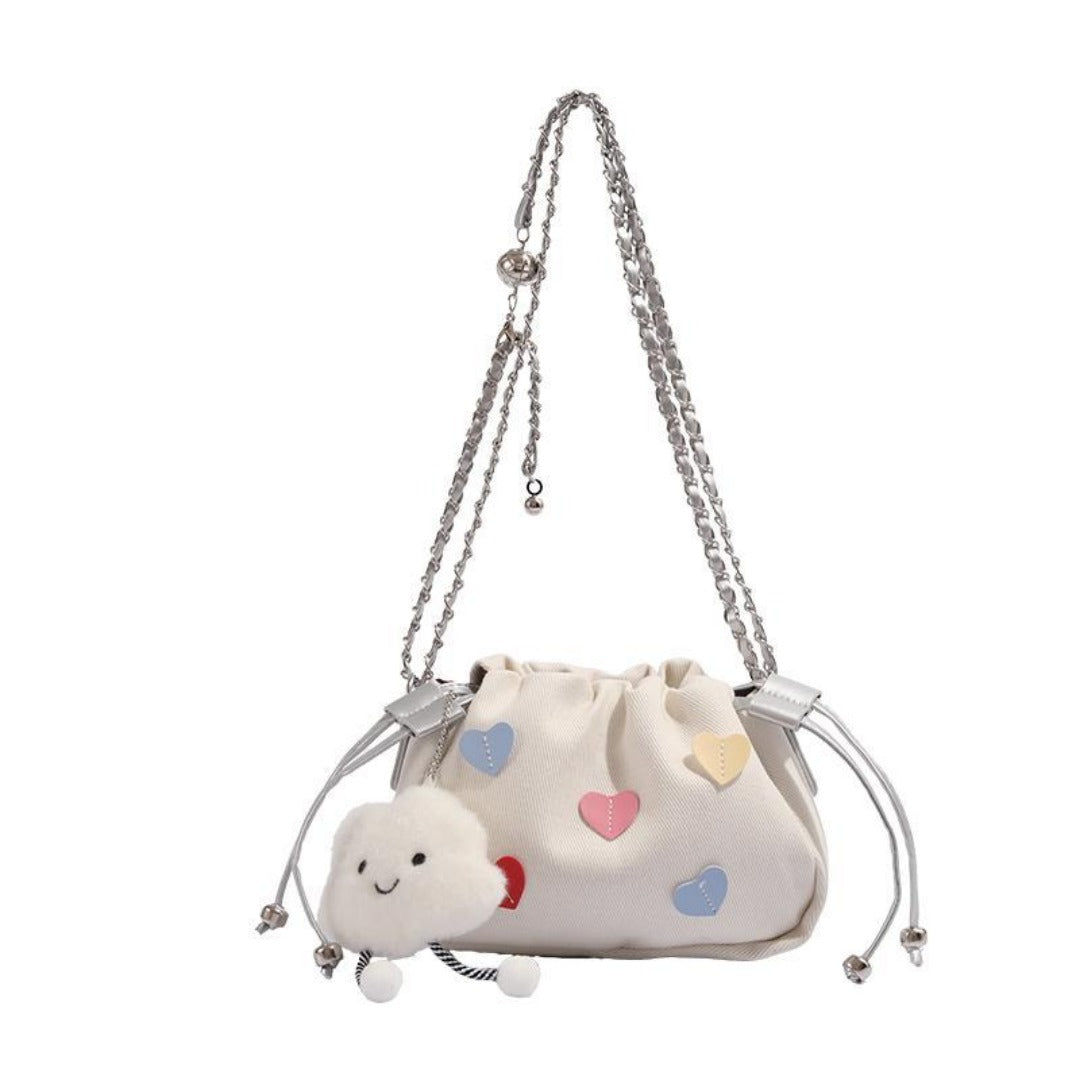 Folded bag female, autumn and winter fashion design chain Crossbody bag, cute small crossbody purse